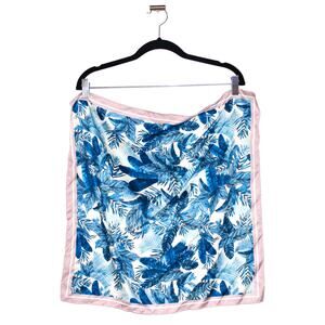 KOTON Pink and Blue Tropical Neck Square Scarf